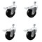Service Caster 4 Inch SS Soft Rubber Swivel 10mm Threaded Stem Caster Set Total Lock Brake SCC-SSTSTTL20S414-SRS-M1015-4 - alternate 1